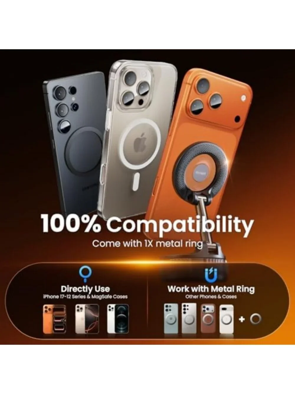 Strong Suction Magnetic Car Phone Holder - 360° Adjustable for iPhone 17-12 Pro